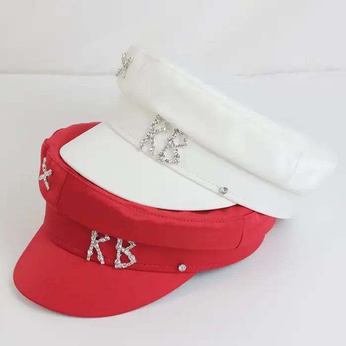 Casquettes gavroche en satin de diamant pour femmes, chapeau plat Militray, chapeaux béret réglables