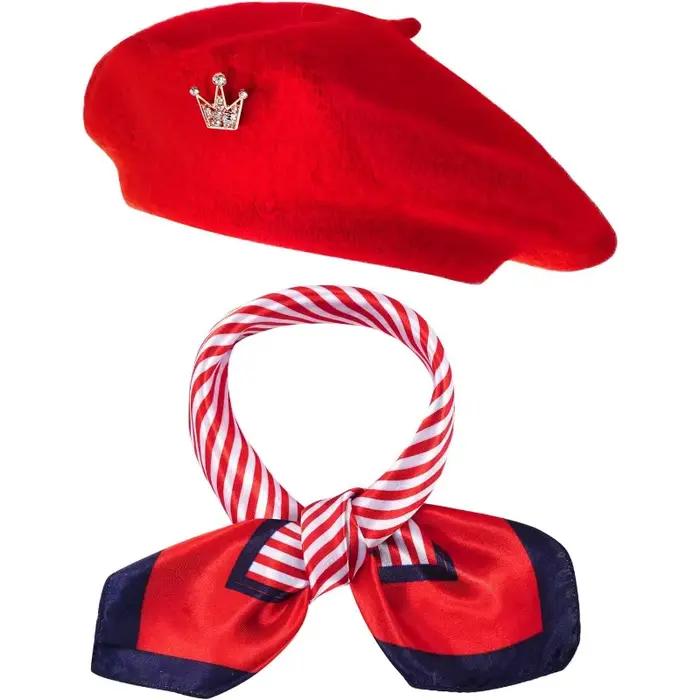 Ensemble de chapeaux de béret français, 3 pièces, ensemble d'accessoires de Costume comprenant une b