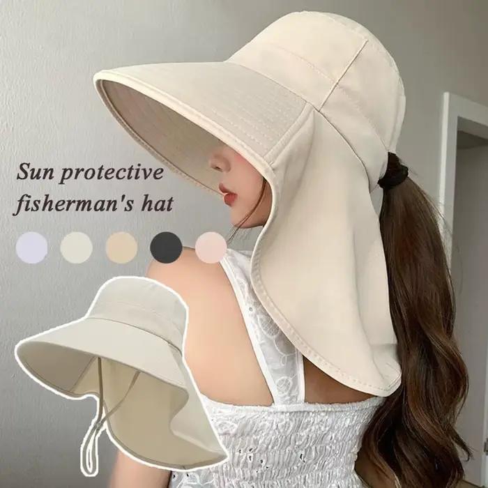 Châle crème solaire casquette queue de cheval voyage pêcheur chapeau large bord chapeau de soleil av