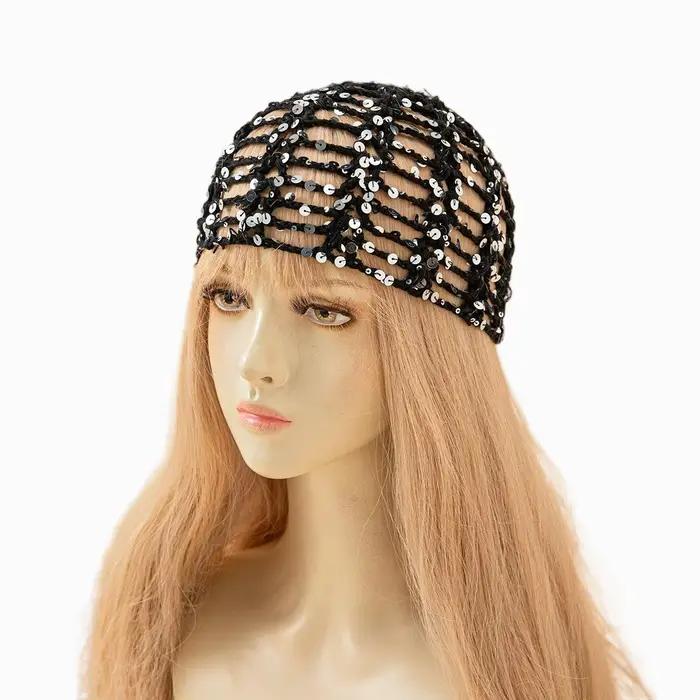 Bonnet à sequins ajouré pour femme – Design respirant d'été, chapeau souple et élégant, bonnet fin t