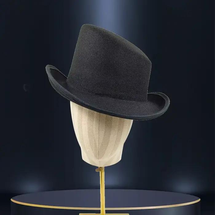 Chapeau Fedora élégant pour hommes avec bord coudé – Casquette présidentielle tendance à bord plat p