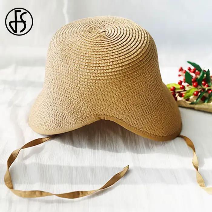 FS mode paille régence Bonnets chapeaux pour femmes fête soleil chapeaux arc casquette de plage gran