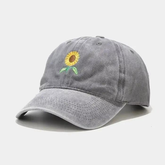 Casquette de Baseball brodée de fleurs en coton 2024, chapeaux réglables à rabat pour hommes et femm