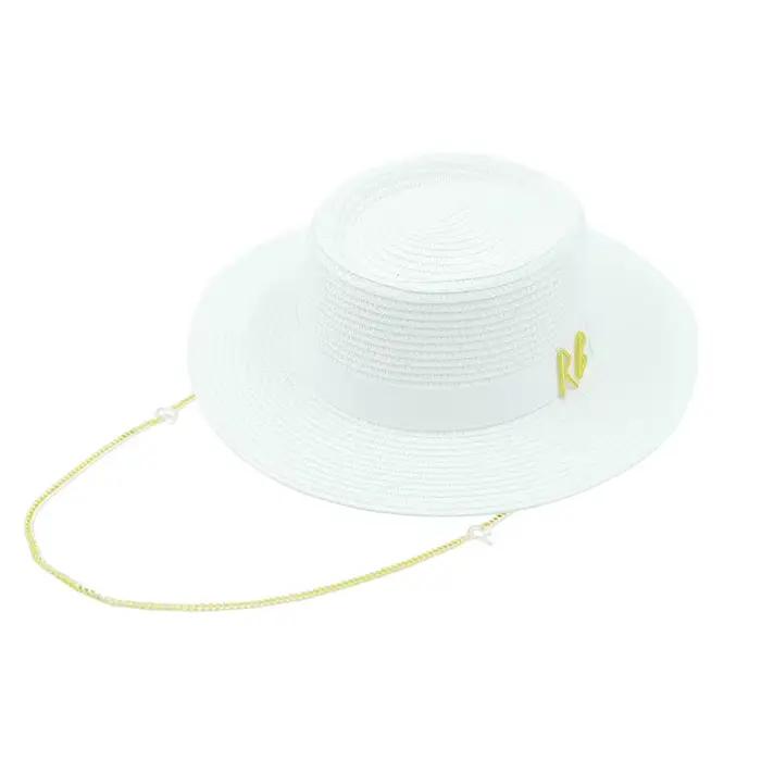Chapeau de paille avec lettres RB pour femmes, élégant, de styliste français, à large bord, respiran