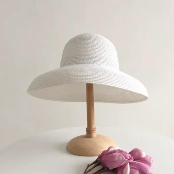 Chapeau de paille bohème confortable à porter, à large bord, pour femmes, chapeau de soleil respiran