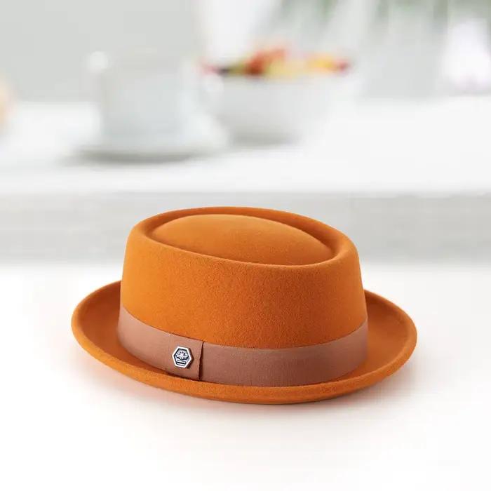 Chapeau tarte de porc chapeau en laine Pure unisexe automne et hiver chapeau en feutre doux élégant