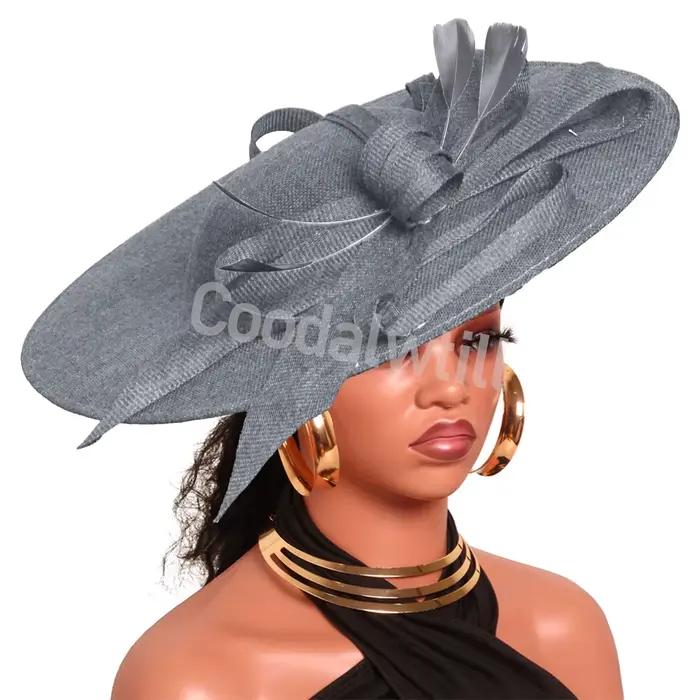 Grand Chapeau fascinateur rose Derby, bandeau de mariée, grand couvre-chef de mariage élégant pour f
