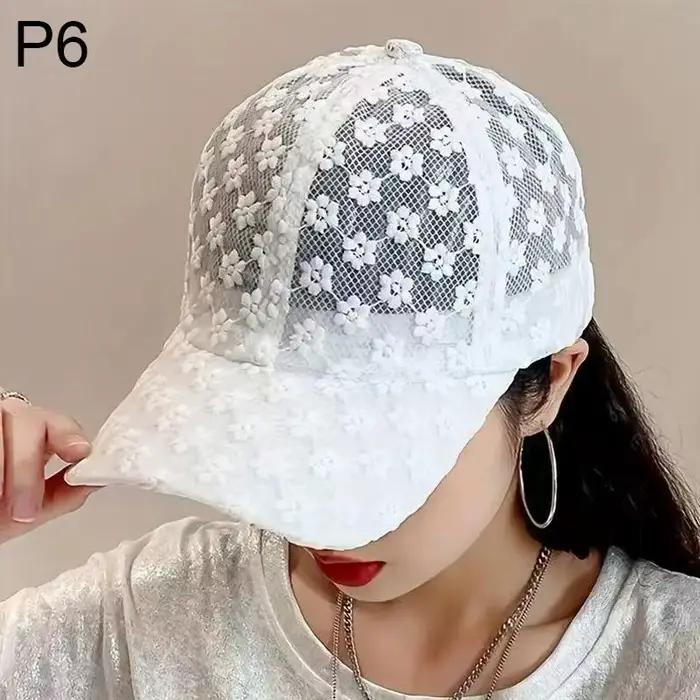 Casquette de baseball en dentelle pour femme, réglable, ajourée, fine, respirante, protection solair