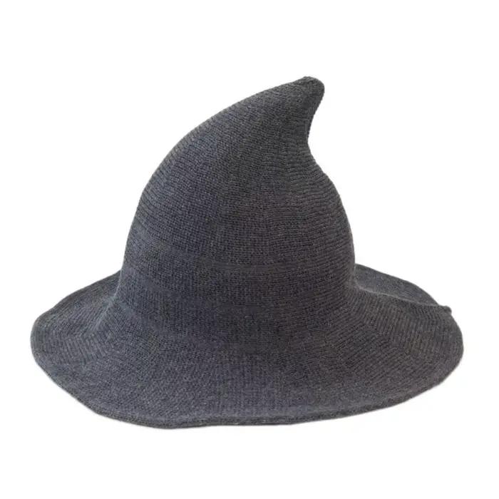 Chapeau de sorcière en laine Simple, coréen, couleur unie, seau en laine, bassin tricoté, chapeau d'