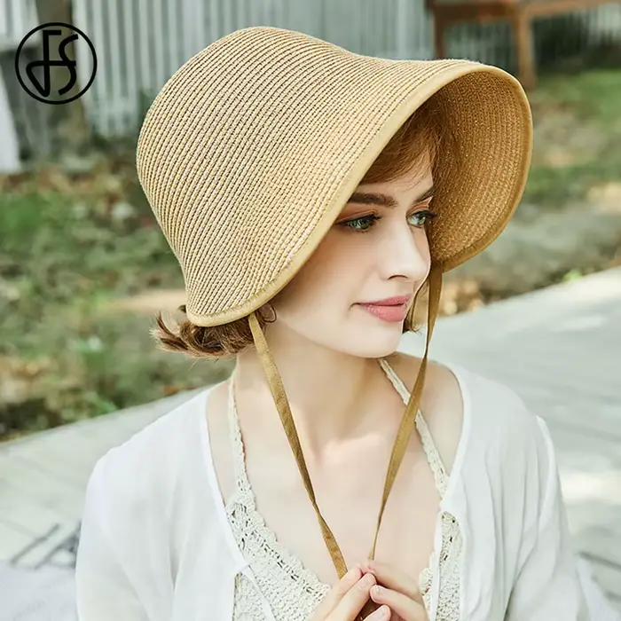 FS mode paille régence Bonnets chapeaux pour femmes fête soleil chapeaux arc casquette de plage gran