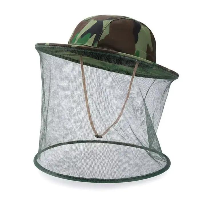 Chapeau de pêche camouflage pour homme avec moustiquaire anti-insectes et protection solaire pour ac