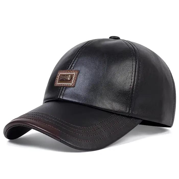 Casquettes de Baseball en cuir Pu avec étiquette de lettre, chapeaux décontractés réglables pour l'e