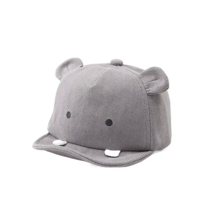 Casquette de baseball pour bébé motif animal mignon, couleur unie, bord souple, dessin animé, respir