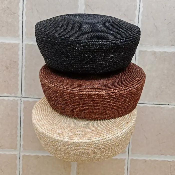 Béret plat d'été en paille pour femmes, chapeau de soleil, cercle Concave, chapeau de plage, fête De