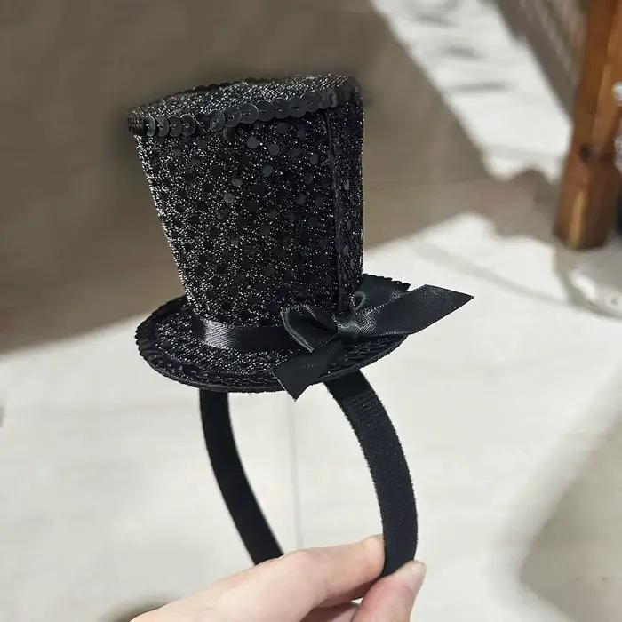 Mini chapeau haut-de-forme à paillettes, bandeau fascinateur, couvre-chef de fête de thé pour femmes