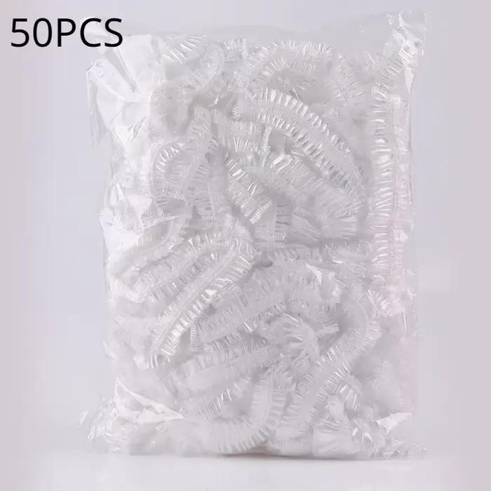 Couvre- bonnets de douche jetables, accessoires de Sauna, bonnets pour cheveux jetables transparents