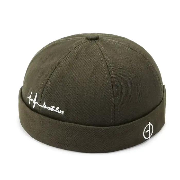 Chapeau sans bord vintage pour hommes et femmes, bonnet de rue en coton, casquette Docker réglable,