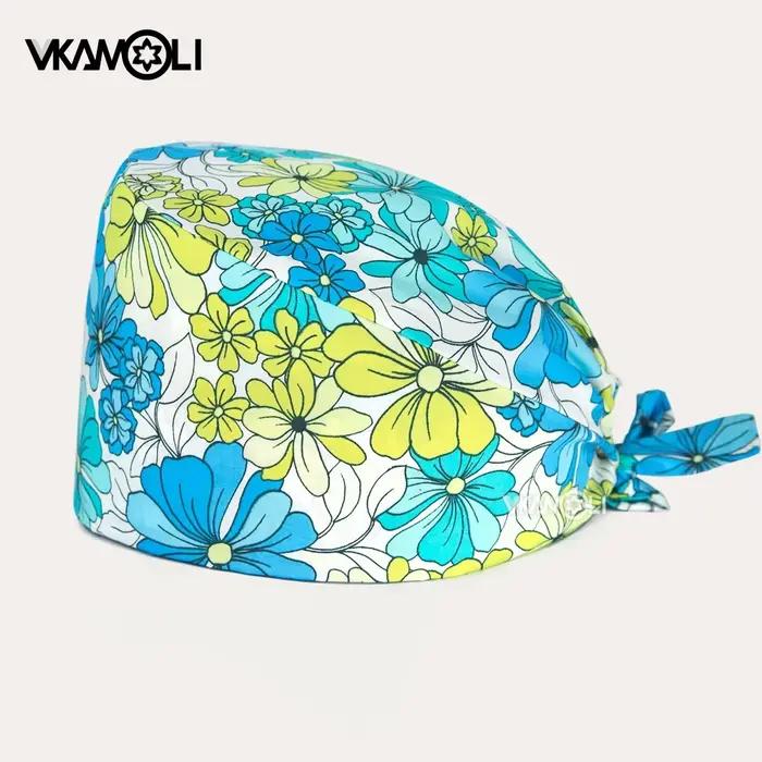 Casquettes de gIslande à impression florale pour femmes et hommes, chapeaux de travail de dentiste v