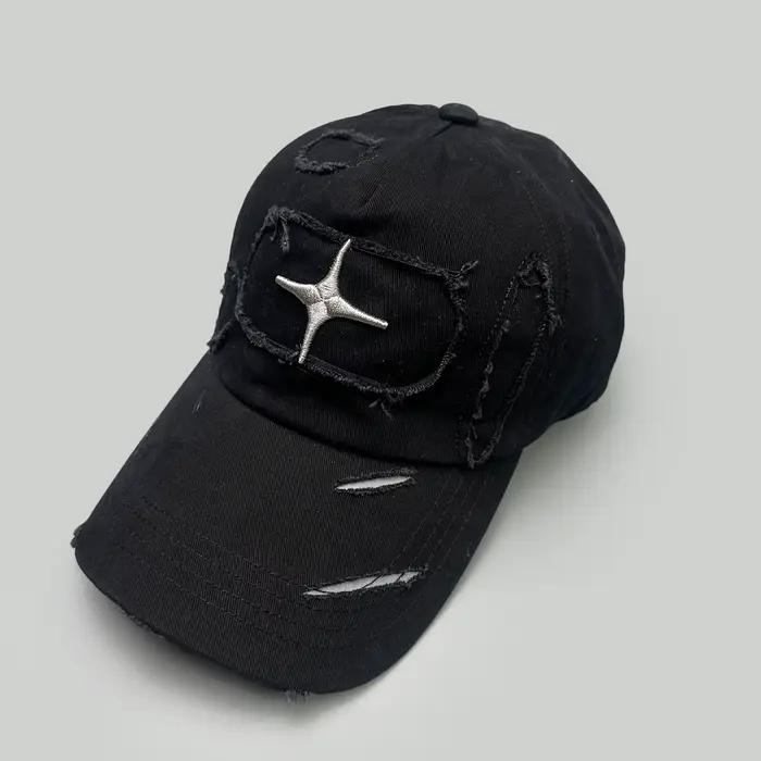 Casquettes de baseball brodées style déchiré avec étoile et lettres, nouvelle collection, pour femme