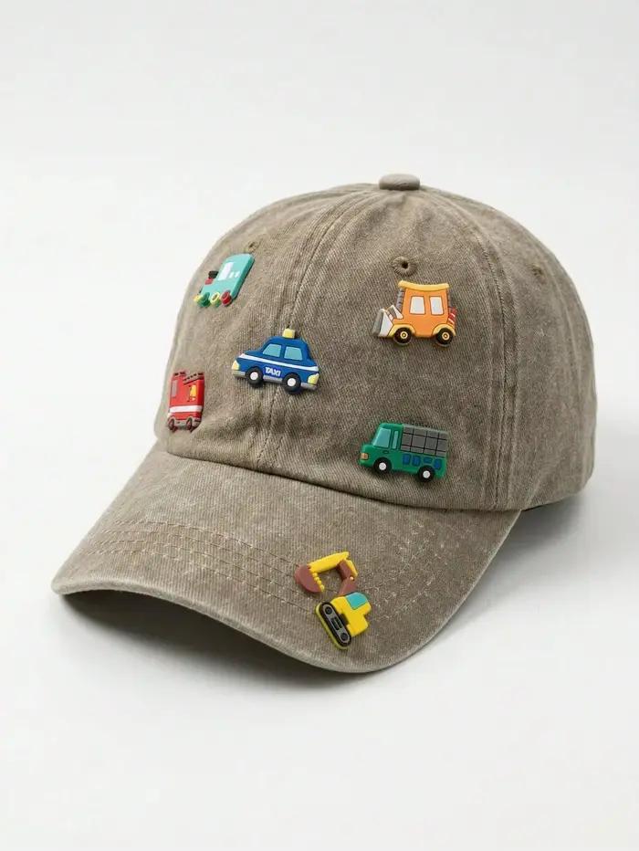 Casquette de baseball légère pour garçons de 3 à 8 ans, motif voiture de dessin animé, effet délavé