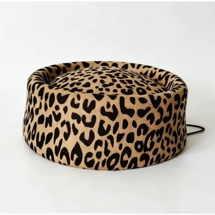 Chapeau Pillbox Vintage Noir et Blanc pour Femme, Béret en Feutre de Laine Automne Hiver, Style Hepb