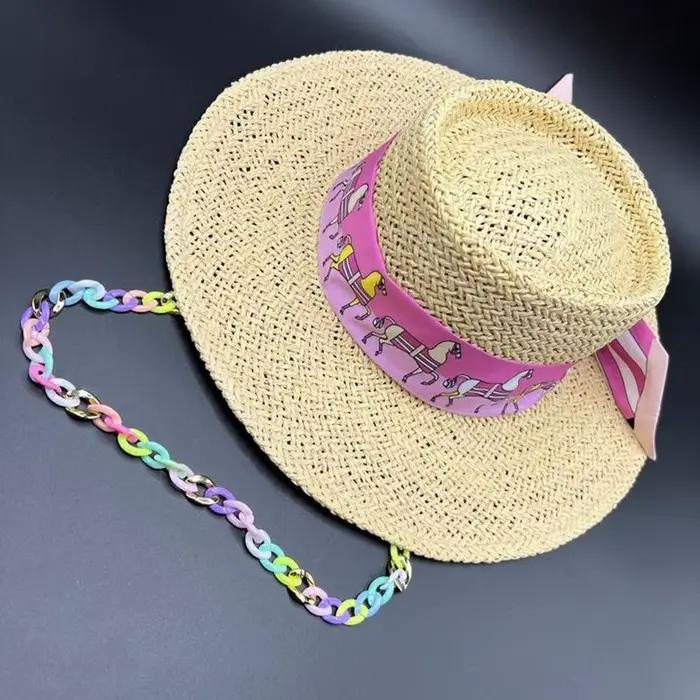 Chapeau de paille de luxe pour femme, protection solaire, plage, français, panama, bosse, haut, bord