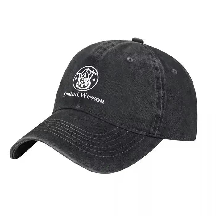 Casquette de baseball en coton lavé avec logo Smith Wesson, design brodé classique, ajustement régla
