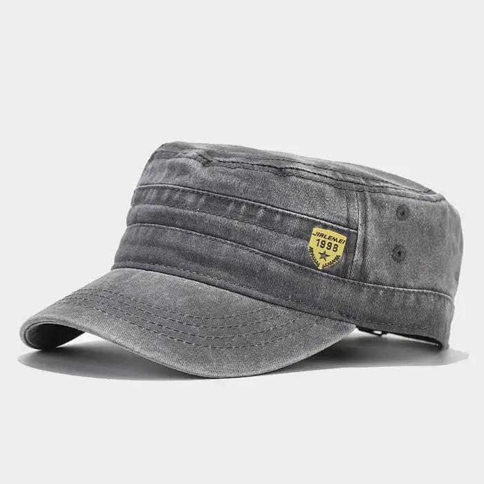 1 pièce Casquette plate rétro délavée réglable, style casquette de pêcheur, casquette militaire cade