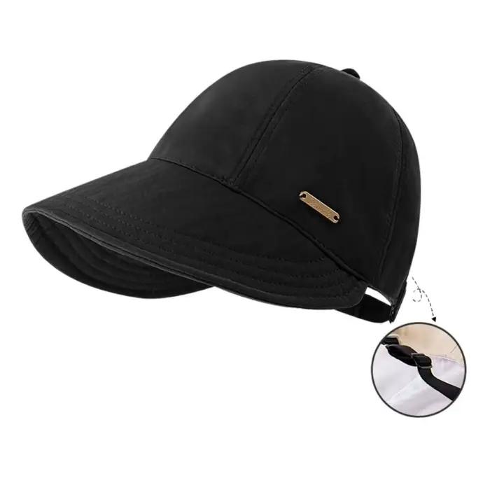 Chapeau de soleil pliable à large bord, casquettes réglables avec cordon de serrage pour hommes et f