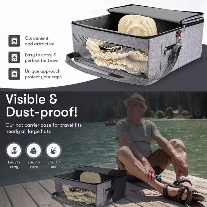 Boîte rangement chapeaux Premium avec couvercle anti-poussière pour couvre-chef Baseball chapeaux Fe