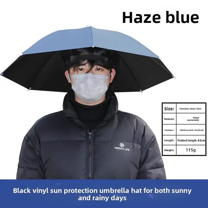 Chapeau parapluie mains libres, parapluie de tête 70 cm pour le soleil et la pluie avec protection U