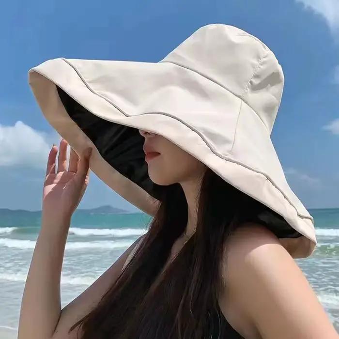 Chapeau de soleil à bord surdimensionné pour femmes, chapeau de plage large et souple, Protection UV