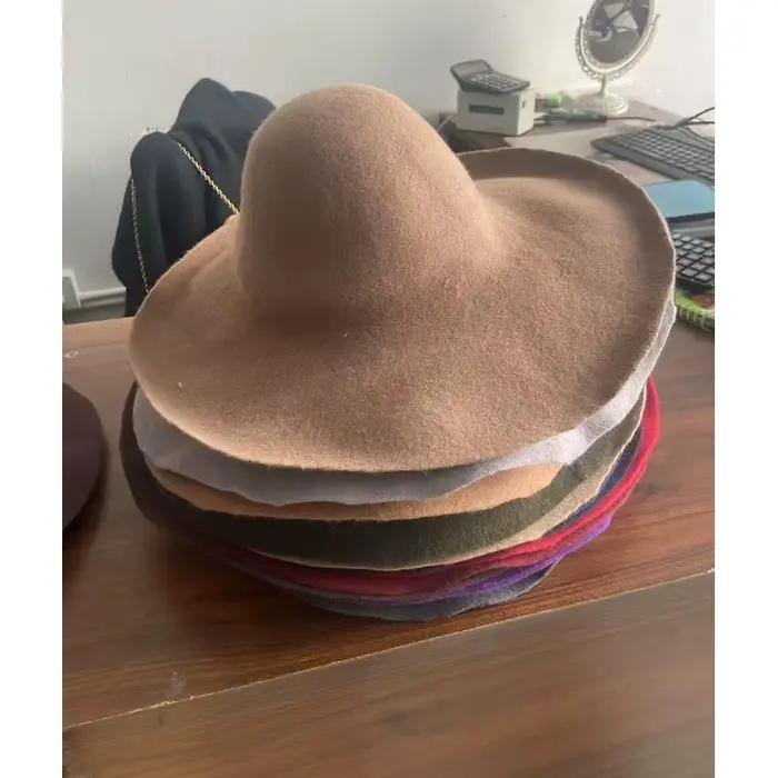 Unisexe 100% laine seau feutre chapeau Base automne hiver bricolage large bord capuche chapellerie a
