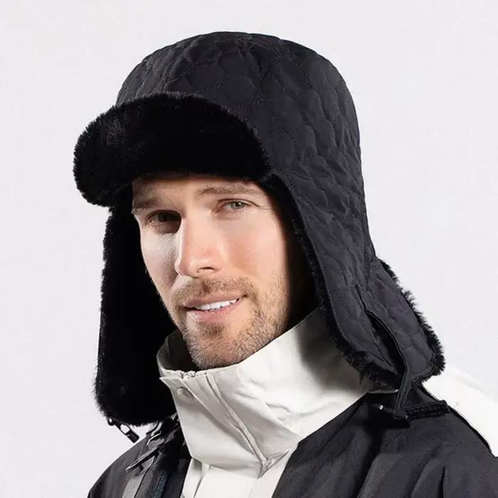 HT4870 chapeau russe doublure de fourrure douce trappeur casquette à rabat coupe-vent automne hiver