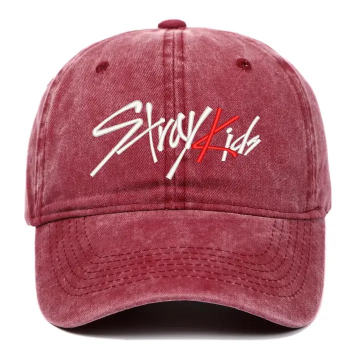 SKZOO Idol Gift Version coréenne tissu pur coton brodé casquette de Baseball lavée pour hommes et fe