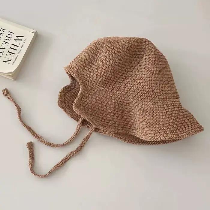Bonnets de régence en paille de lin pour femmes, 1 pièce, chapeaux de soleil, casquette de plage à n