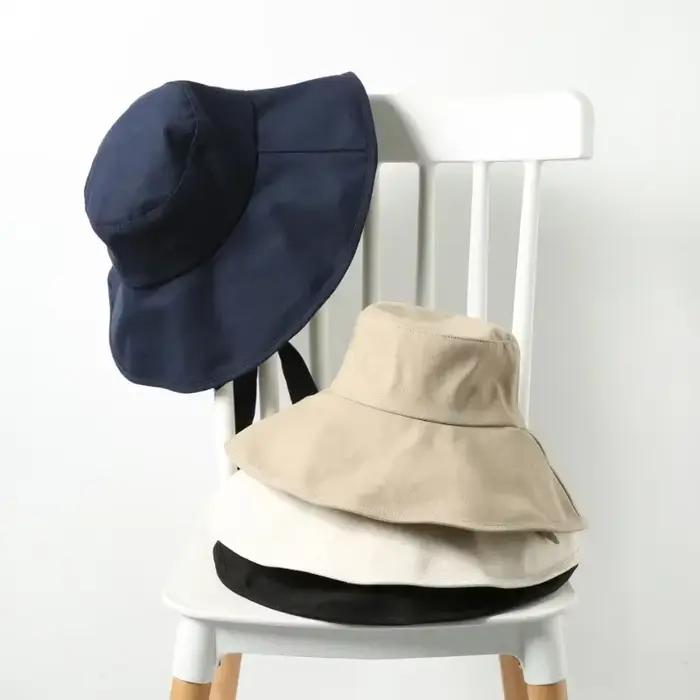Chapeau Bob Pliable Femme Printemps-Été Style Japonais Coréen à Large Bord en Coton et Lin, Protecti