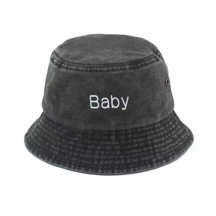 Chapeau seau en Denim délavé pour parents et enfants, pour papa, maman, bébé, chapeaux de soleil d'é