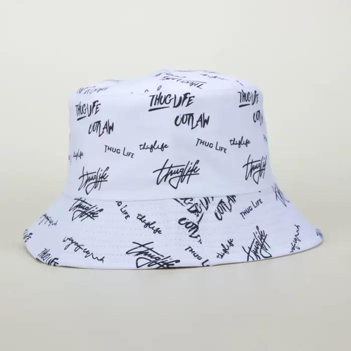 Nouvelle édition complète lettre brodée double face chapeau de pêcheur noir et blanc couple pot chap