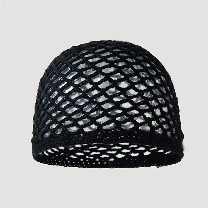 Chapeau en coton respirant pour femmes, fin, couleur unie, ajouré, fait main, polyvalent, à la mode,