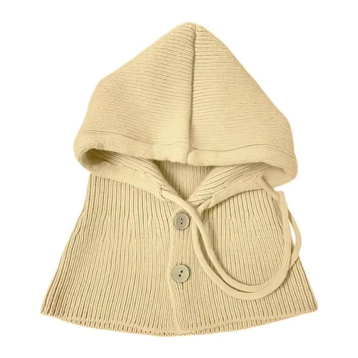 Bonnet en tricot doux et chaud pour l'hiver, avec écharpe, châle tricoté, conception une pièce pour