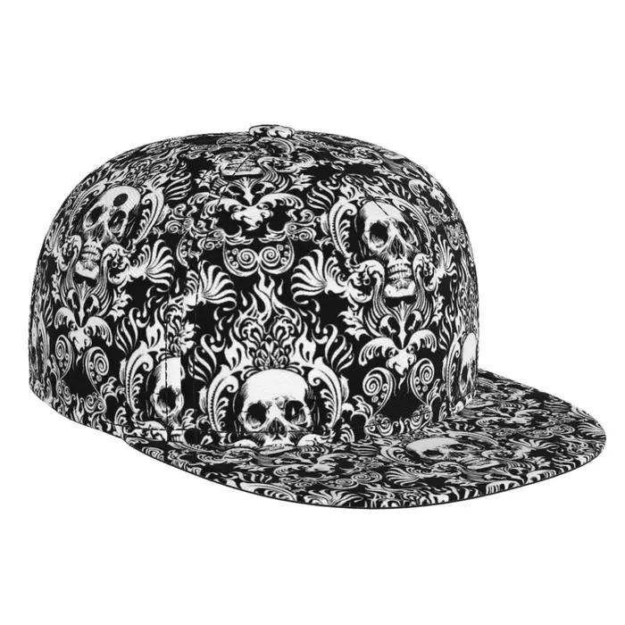Chapeau à rabat réglable avec tête de mort élégante pour hommes et femmes, casquette de soleil, casq
