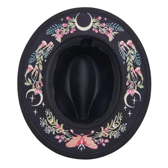 Combhasaki – chapeau de Cowgirl pour femmes, Y2k, imprimé papillon, fleur, lune, Western, Panama, Ja