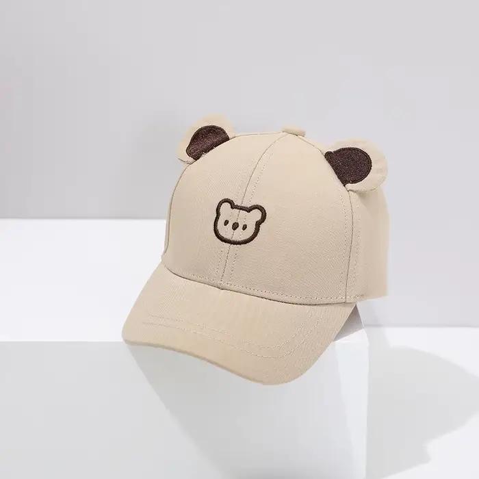Casquette de baseball pour bébés garçons et filles, visière extérieure, chapeau Snapback, ours migno