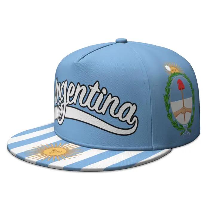 Argentine gratuit nom personnalisé numéro Logo casquette à bords plats voyage pays gymnases Ar drape