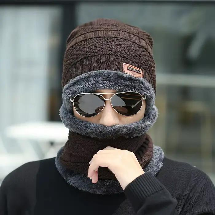 Ensemble bonnet et écharpe chauds d'hiver pour hommes et femmes, écharpe épaisse pour le cyclisme en