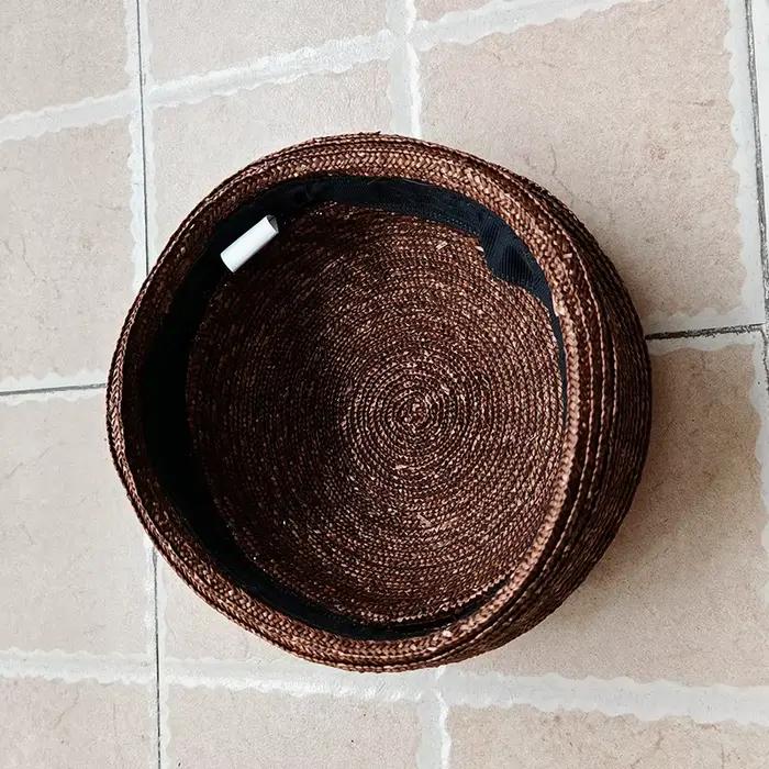 Béret plat d'été en paille pour femmes, chapeau de soleil, cercle Concave, chapeau de plage, fête De