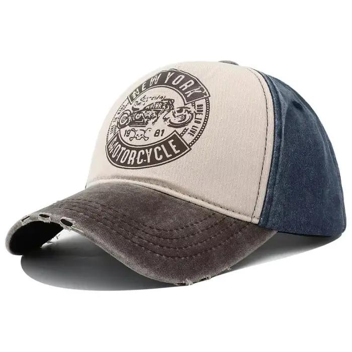 Casquette de Baseball en coton imprimé moto pour hommes et femmes, chapeau rétro Vintage New York, 5