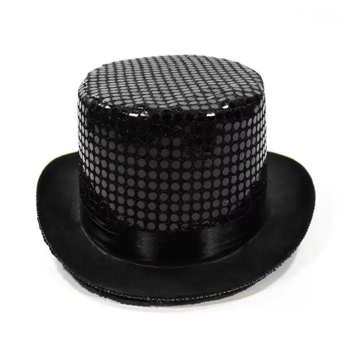 Chapeau de scène rétro à paillettes pour magicien, accessoire de performance, chapeau de jazz, chape