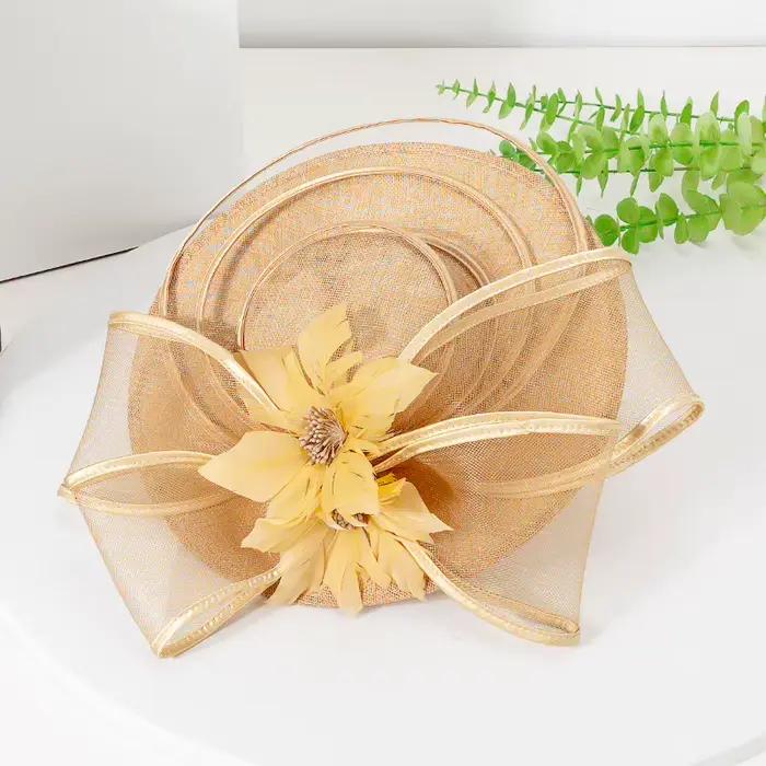 Chapeau de mariage d'été grande taille en sinamay imitation, fascinateur, bandeau, chapeau de soirée